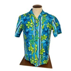 Vintage Hawaiian Togs Mens Floral Short Sleeve Shirt 100% Cotton 1970's Small